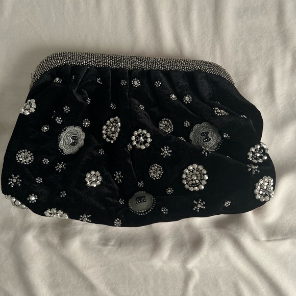NWT Anthropologie Studded Velvet Embellished Clutch - Picture 6 of 14